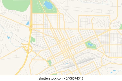 Empty vector map of Cheyenne, Wyoming, USA, printable road map created in classic web colors for infographic backgrounds.