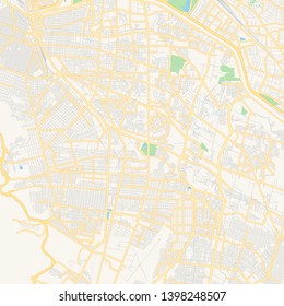 Empty vector map of Juárez, Chihuahua, Mexico, printable road map created in classic web colors for infographic backgrounds.