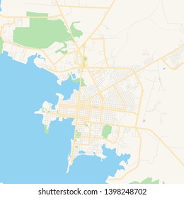 Empty vector map of Cienfuegos, Cienfuegos, Cuba, printable road map created in classic web colors for infographic backgrounds.