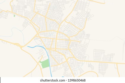 Empty vector map of Ciudad Valles, San Luis Potosí, Mexico, printable road map created in classic web colors for infographic backgrounds.