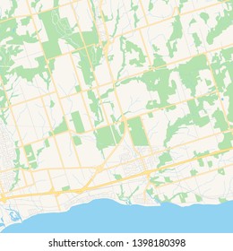 Empty vector map of Clarington, Ontario, Canada, printable road map created in classic web colors for infographic backgrounds.