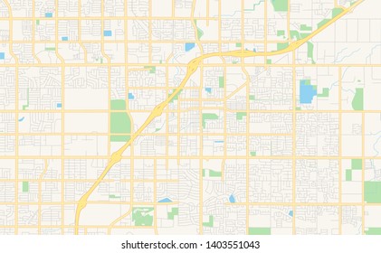 Empty vector map of Clovis, California, USA, printable road map created in classic web colors for infographic backgrounds.