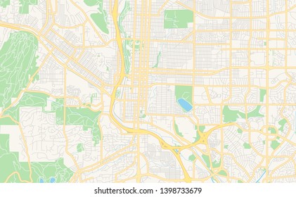 Empty vector map of Colorado Springs, Colorado, USA, printable road map created in classic web colors for infographic backgrounds.