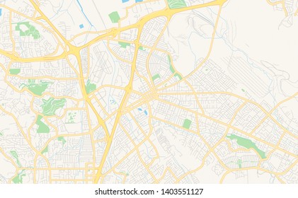 Empty vector map of Concord, California, USA, printable road map created in classic web colors for infographic backgrounds.