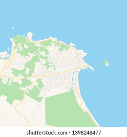 Empty vector map of Limón, Limón, Costa Rica, printable road map created in classic web colors for infographic backgrounds.