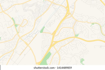 Empty vector map of Diamond Bar, California, USA, printable road map created in classic web colors for infographic backgrounds.
