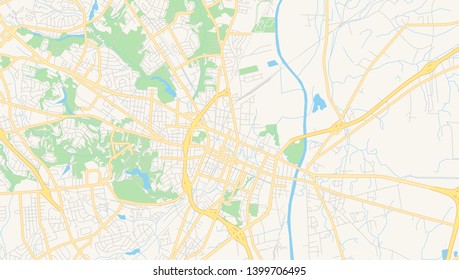 Empty vector map of Fayetteville, North Carolina, USA, printable road map created in classic web colors for infographic backgrounds.