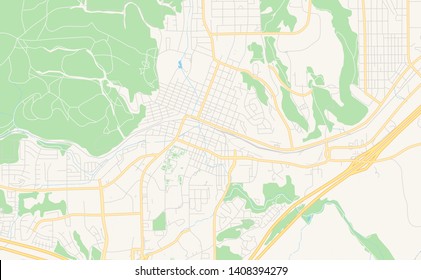 Empty vector map of Flagstaff, Arizona, USA, printable road map created in classic web colors for infographic backgrounds.