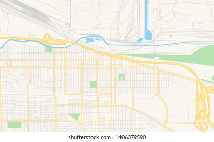 Empty vector map of Gary, Indiana, USA, printable road map created in classic web colors for infographic backgrounds.