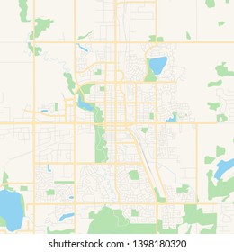 Empty vector map of Grande Prairie, Alberta, Canada, printable road map created in classic web colors for infographic backgrounds.