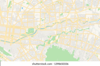 Empty vector map of Guadalupe, Nuevo León, Mexico, printable road map created in classic web colors for infographic backgrounds.