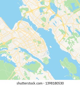 Empty vector map of Halifax, Nova Scotia, Canada, printable road map created in classic web colors for infographic backgrounds.