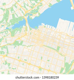 Empty vector map of Hamilton, Ontario, Canada, printable road map created in classic web colors for infographic backgrounds.
