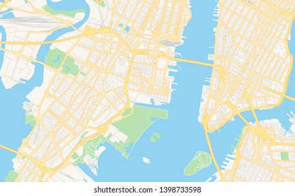 Empty vector map of Jersey City, New Jersey, USA, printable road map created in classic web colors for infographic backgrounds.