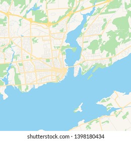 Empty Vector Map Of Kingston, Ontario, Canada, Printable Road Map Created In Classic Web Colors For Infographic Backgrounds.