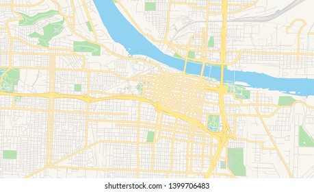 Empty vector map of Little Rock, Arkansas, USA, printable road map created in classic web colors for infographic backgrounds.