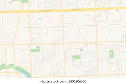 Empty vector map of Livonia, Michigan, USA, printable road map created in classic web colors for infographic backgrounds.