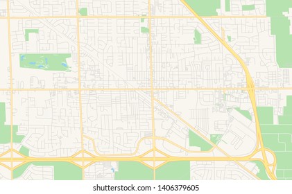 Empty vector map of Manteca, California, USA, printable road map created in classic web colors for infographic backgrounds.