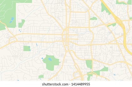 Empty vector map of Marietta, Georgia, USA, printable road map created in classic web colors for infographic backgrounds.