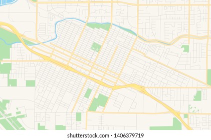 Empty vector map of Merced, California, USA, printable road map created in classic web colors for infographic backgrounds.