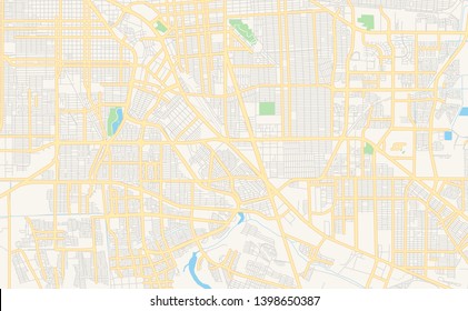 Empty vector map of Mexicali, Baja California, Mexico, printable road map created in classic web colors for infographic backgrounds.