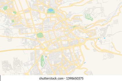 Empty vector map of Querétaro, Querétaro, Mexico, printable road map created in classic web colors for infographic backgrounds.