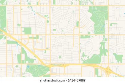 Empty Vector Map Of Midwest City, Oklahoma, USA, Printable Road Map Created In Classic Web Colors For Infographic Backgrounds.