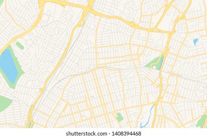 Empty vector map of Mount Vernon, New York, USA, printable road map created in classic web colors for infographic backgrounds.