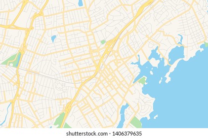Empty vector map of New Rochelle, New York, USA, printable road map created in classic web colors for infographic backgrounds.