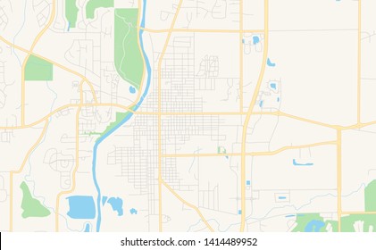 Empty vector map of Noblesville, Indiana, USA, printable road map created in classic web colors for infographic backgrounds.