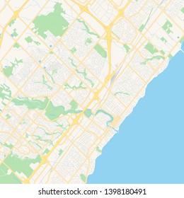 Empty vector map of Oakville, Ontario, Canada, printable road map created in classic web colors for infographic backgrounds.