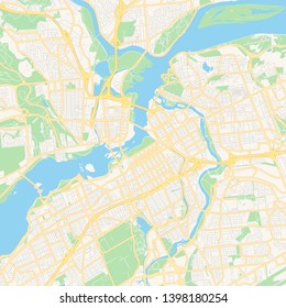 Empty vector map of Ottawa, Ontario, Canada, printable road map created in classic web colors for infographic backgrounds.