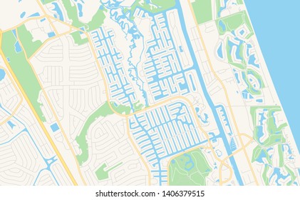Empty vector map of Palm Coast, Florida, USA, printable road map created in classic web colors for infographic backgrounds.
