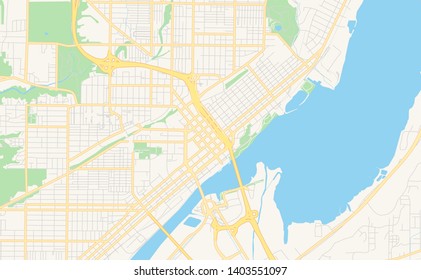 Empty vector map of Peoria, Illinois, USA, printable road map created in classic web colors for infographic backgrounds.