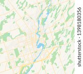Empty vector map of Peterborough, Ontario, Canada, printable road map created in classic web colors for infographic backgrounds.
