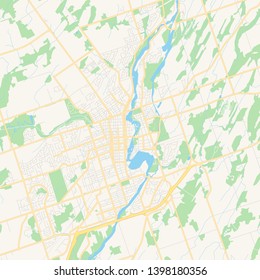 Empty vector map of Peterborough, Ontario, Canada, printable road map created in classic web colors for infographic backgrounds.