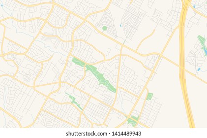 Empty vector map of Pflugerville, Texas, USA, printable road map created in classic web colors for infographic backgrounds.