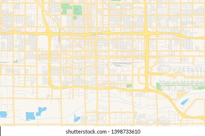 Empty vector map of Phoenix, Arizona, USA, printable road map created in classic web colors for infographic backgrounds.