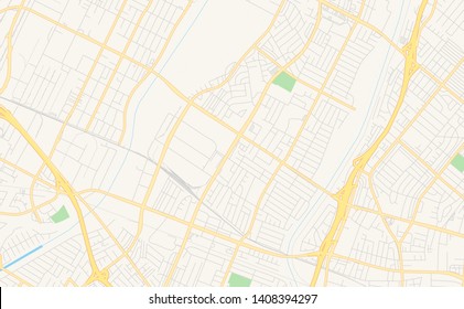 Empty vector map of Pico Rivera, California, USA, printable road map created in classic web colors for infographic backgrounds.