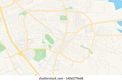 Empty vector map of Pleasanton, California, USA, printable road map created in classic web colors for infographic backgrounds.