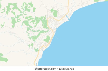 Empty vector map of Puerto Armuelles, Chiriquí, Panama, printable road map created in classic web colors for infographic backgrounds.