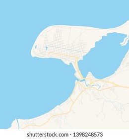 Empty vector map of Puerto Cortés, Cortés, Honduras, printable road map created in classic web colors for infographic backgrounds.