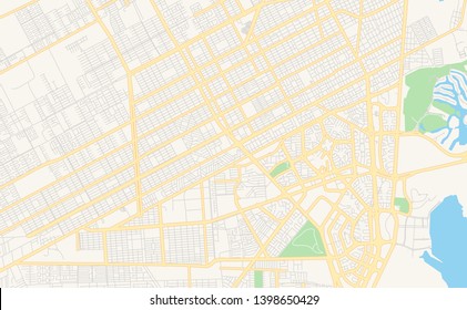 Empty vector map of Cancún, Quintana Roo, Mexico, printable road map created in classic web colors for infographic backgrounds.