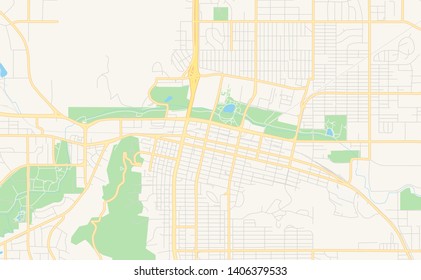 Empty vector map of Rapid City, South Dakota, USA, printable road map created in classic web colors for infographic backgrounds.