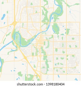 Empty vector map of Red Deer, Alberta, Canada, printable road map created in classic web colors for infographic backgrounds.