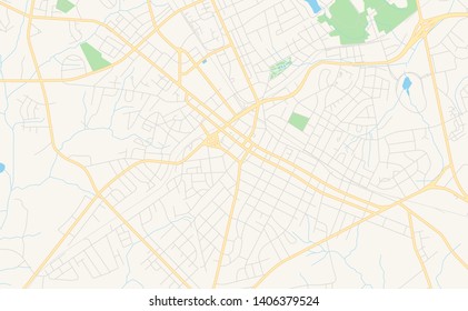 Empty vector map of Rock Hill, South Carolina, USA, printable road map created in classic web colors for infographic backgrounds.
