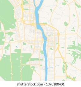 Empty vector map of Saint-Jean-sur-Richelieu, Quebec, Canada, printable road map created in classic web colors for infographic backgrounds.