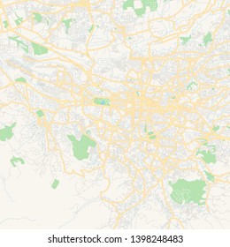 Empty vector map of San José, San José, Costa Rica, printable road map created in classic web colors for infographic backgrounds.