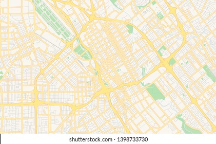 Empty vector map of San Jose, California, USA, printable road map created in classic web colors for infographic backgrounds.