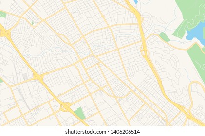 Empty vector map of San Leandro, California, USA, printable road map created in classic web colors for infographic backgrounds.